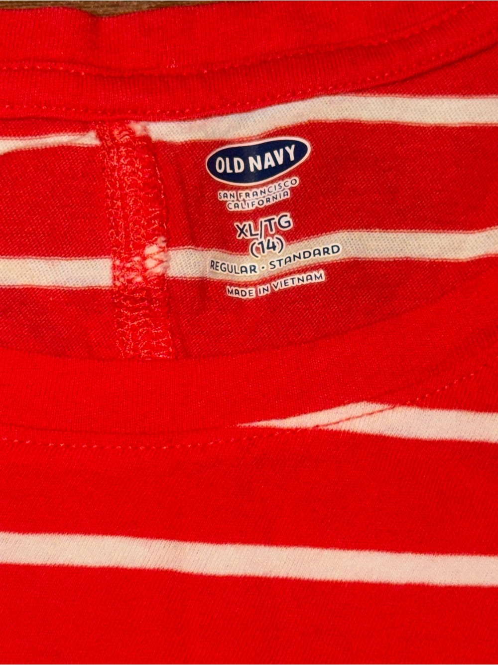 Old Navy Red and White Striped Crew Neck Tee for girls - Picture 3 of 3